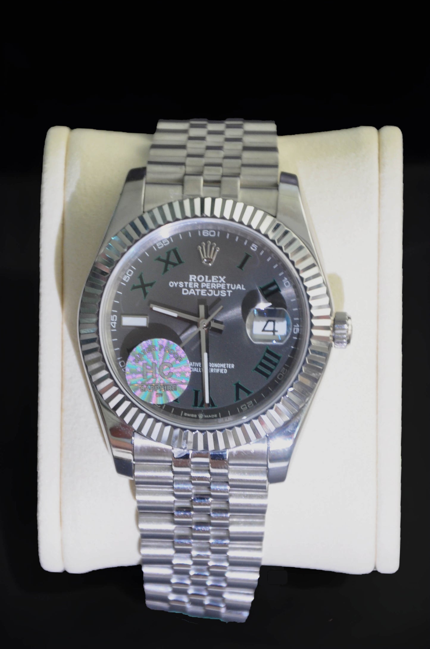 rolex datejust 41 grey dial men's watch 126334-0021