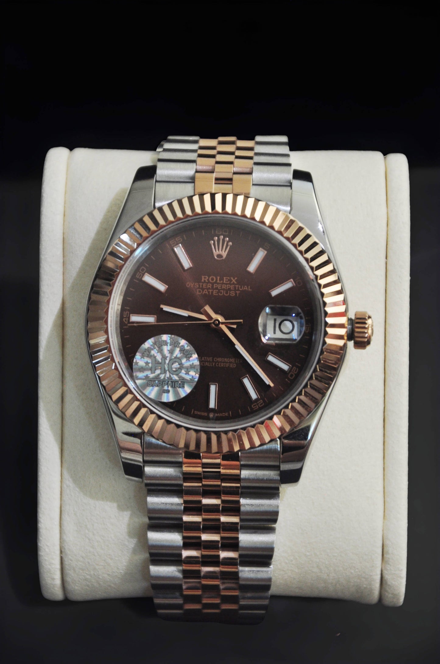 rolex datejust 41 black dial men's gold & steel watch 126333-0014