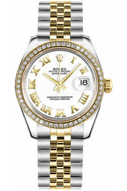 rolex datejust 31 white roman numeral dial watch 178383