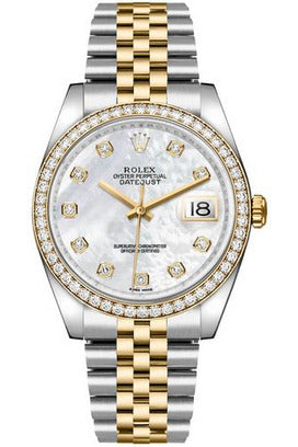 rolex datejust 36 mother of pearl diamond watch 116243-0018