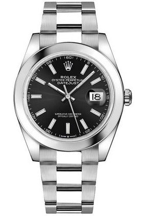 rolex datejust 41 black dial steel men's watch 126300-0011