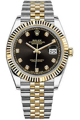 rolex datejust 41 black diamond men's watch 126333