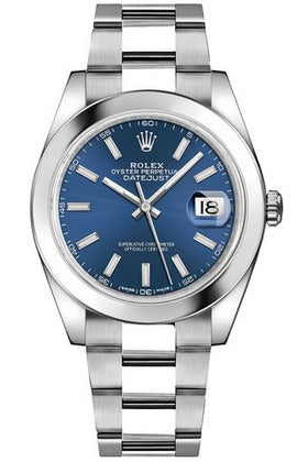 rolex datejust 41 blue dial men's watch 126300-0001