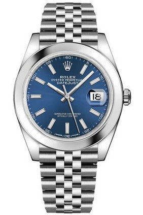 rolex datejust 41 blue dial steel men's watch 126300-0002