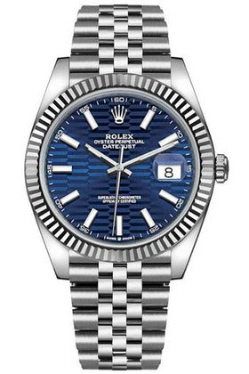 rolex datejust 41 blue fluted motif dial men's luxury watch 126334-0032