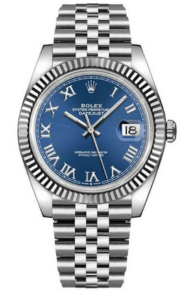 rolex datejust 41 blue roman numeral dial men's watch 126334-0026