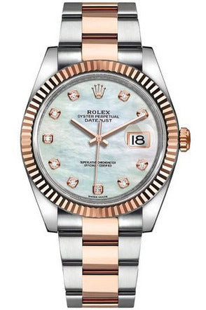 rolex datejust 41 everose gold fluted bezel men's watch 126331-0013