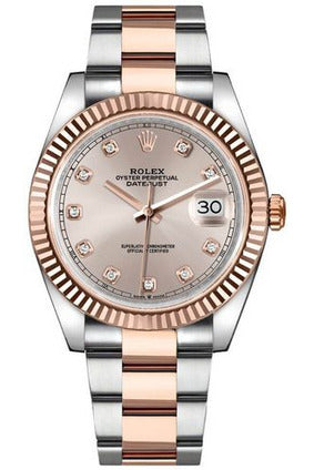 rolex datejust 41 men's everose diamond gold watch 126331-0007