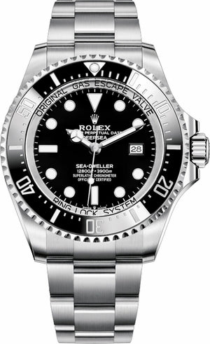 rolex deepsea black dial oyster steel men's watch 126660-0001