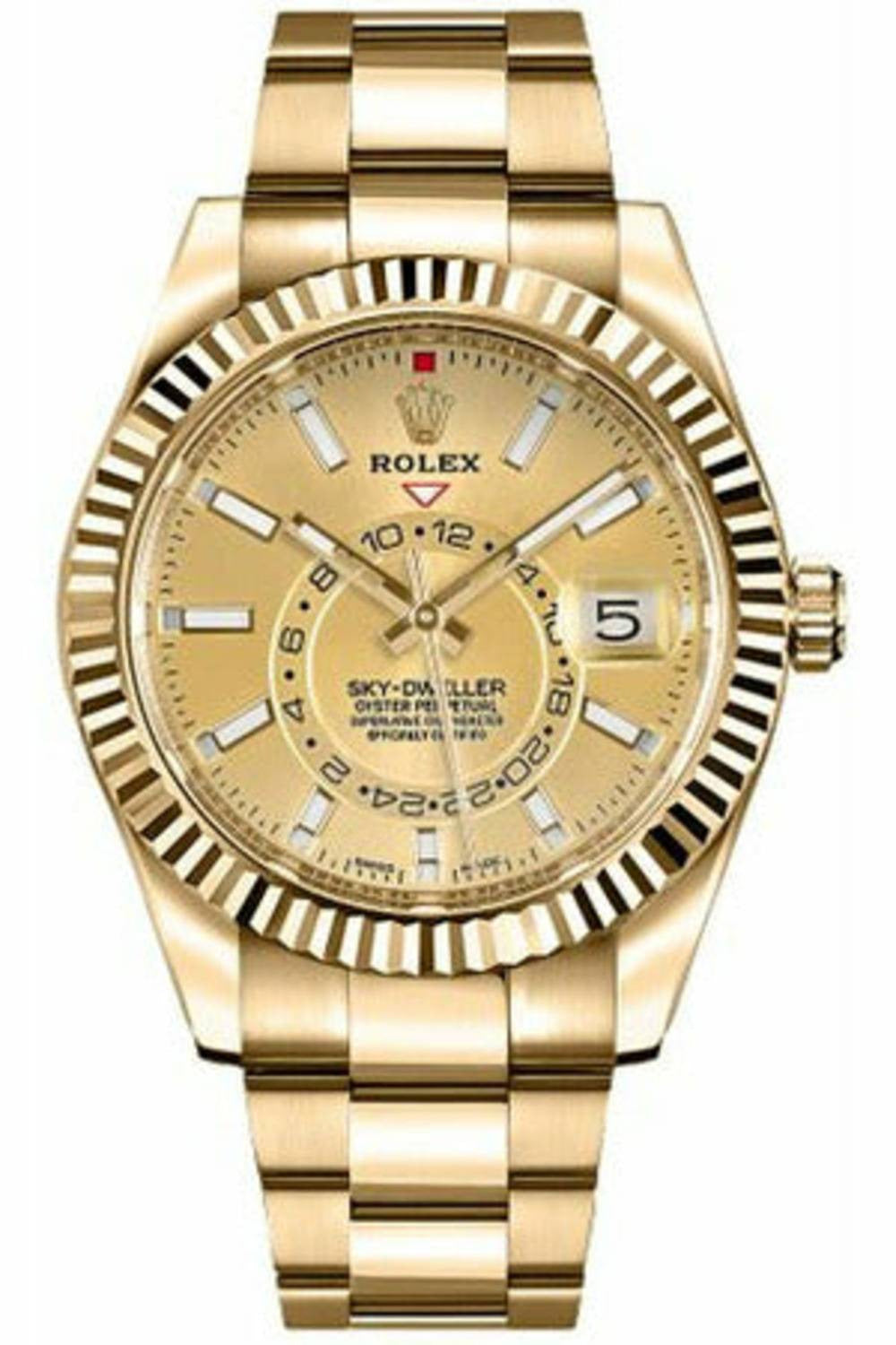 rolex sky-dweller gold champagne dial 326938