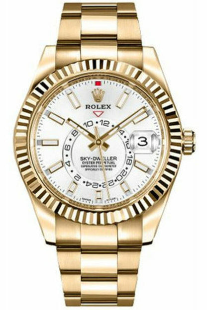 rolex sky-dweller gold white dial 326938