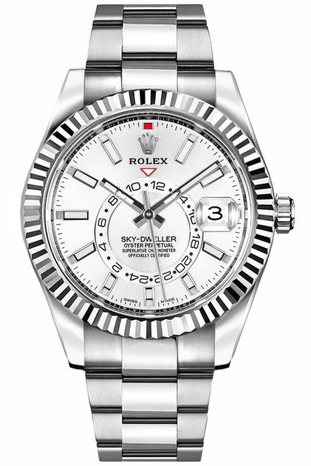 rolex sky-dweller white dial luxury watch 326934-0001