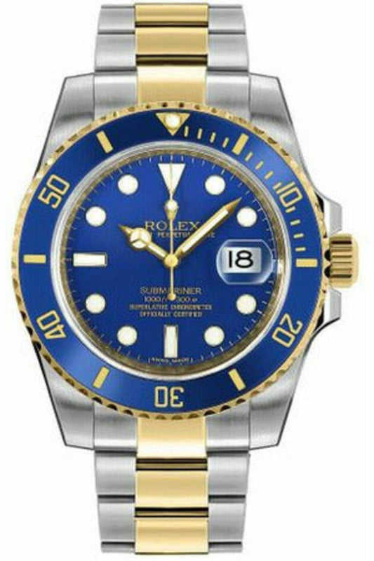 rolex submariner date two tone blue dial 116613lb-0005